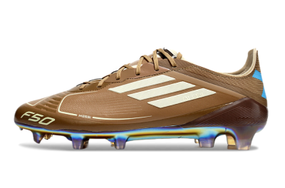 Men's Messi x Adidas F50 Elite FG Firm Ground Low-Tops Football Boots - Brown/White/Blue