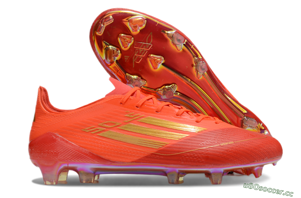 Men's Adidas F50 Elite FG Firm Ground Low-Tops Football Boots - Red/Gold 2