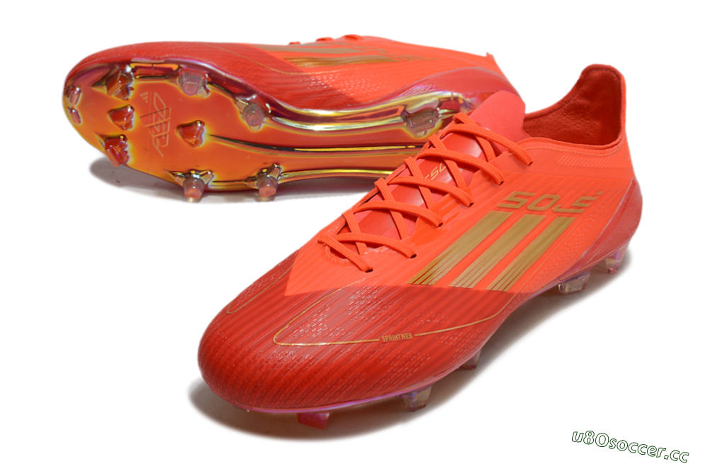 Men's Adidas F50 Elite FG Firm Ground Low-Tops Football Boots - Red/Gold 3
