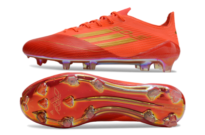 Men's Adidas F50 Elite FG Firm Ground Low-Tops Football Boots - Red/Gold