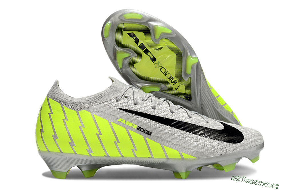 Men's Nike Air Zoom Mercurial Vapor 16 Elite FG Firm Ground Low-Tops Football Boots - Grey/Black/Yellow 2