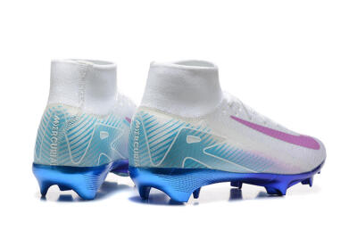 Men's Nike Air Zoom Mercurial Superfly 10 Elite FG Firm Ground High-Tops Football Boots - White/Purple/Blue