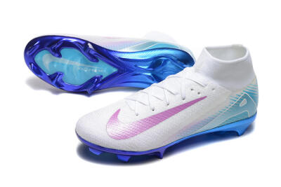 Men's Nike Air Zoom Mercurial Superfly 10 Elite FG Firm Ground High-Tops Football Boots - White/Purple/Blue