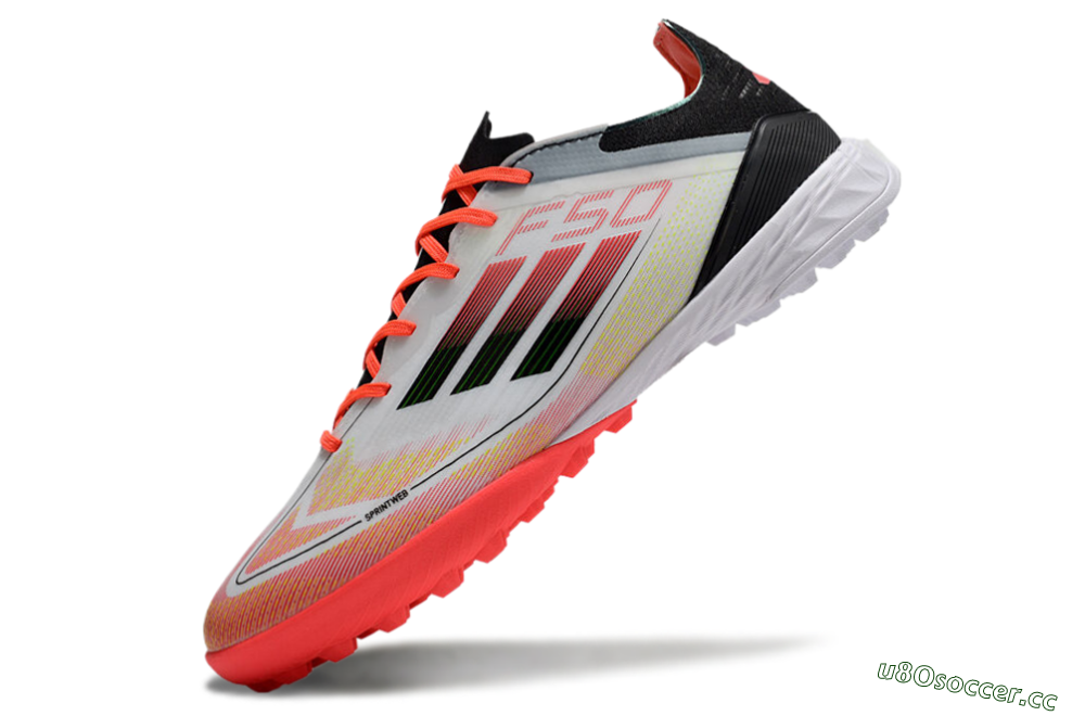 Men's Adidas F50 Elite TF Artificial Turf Low-Tops Football Shoes - White/Red/Yellow 5