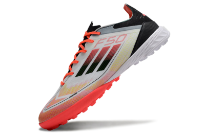 Men's Adidas F50 Elite TF Artificial Turf Low-Tops Football Shoes - White/Red/Yellow