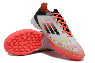 Men's Adidas F50 Elite TF Artificial Turf Low-Tops Football Shoes - White/Red/Yellow