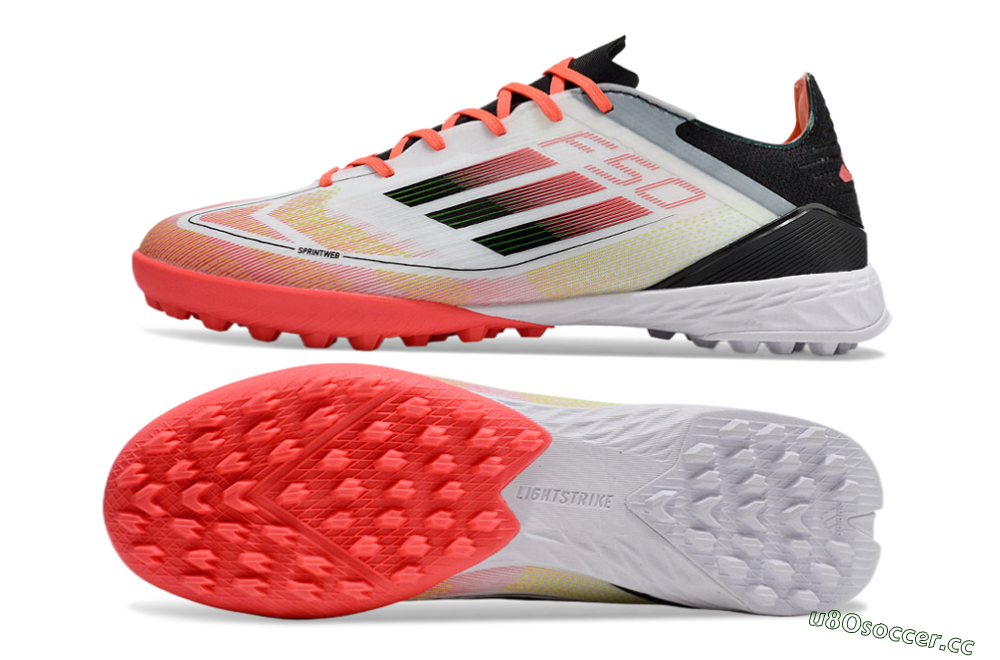 Men's Adidas F50 Elite TF Artificial Turf Low-Tops Football Shoes - White/Red/Yellow 1