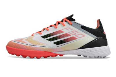 Men's Adidas F50 Elite TF Artificial Turf Low-Tops Football Shoes - White/Red/Yellow