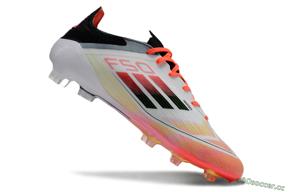 Men's Adidas F50 Elite FG Firm Ground Low-Tops Football Boots - White/Red/Yellow 4