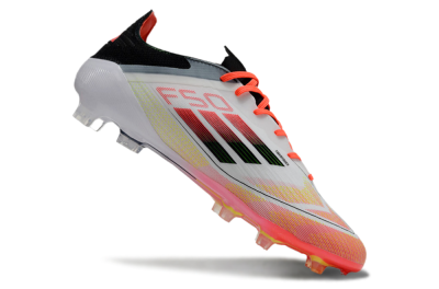 Men's Adidas F50 Elite FG Firm Ground Low-Tops Football Boots - White/Red/Yellow