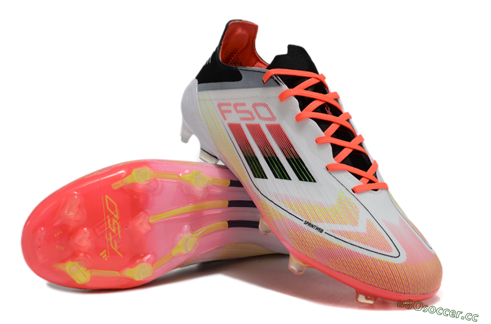 Men's Adidas F50 Elite FG Firm Ground Low-Tops Football Boots - White/Red/Yellow 3