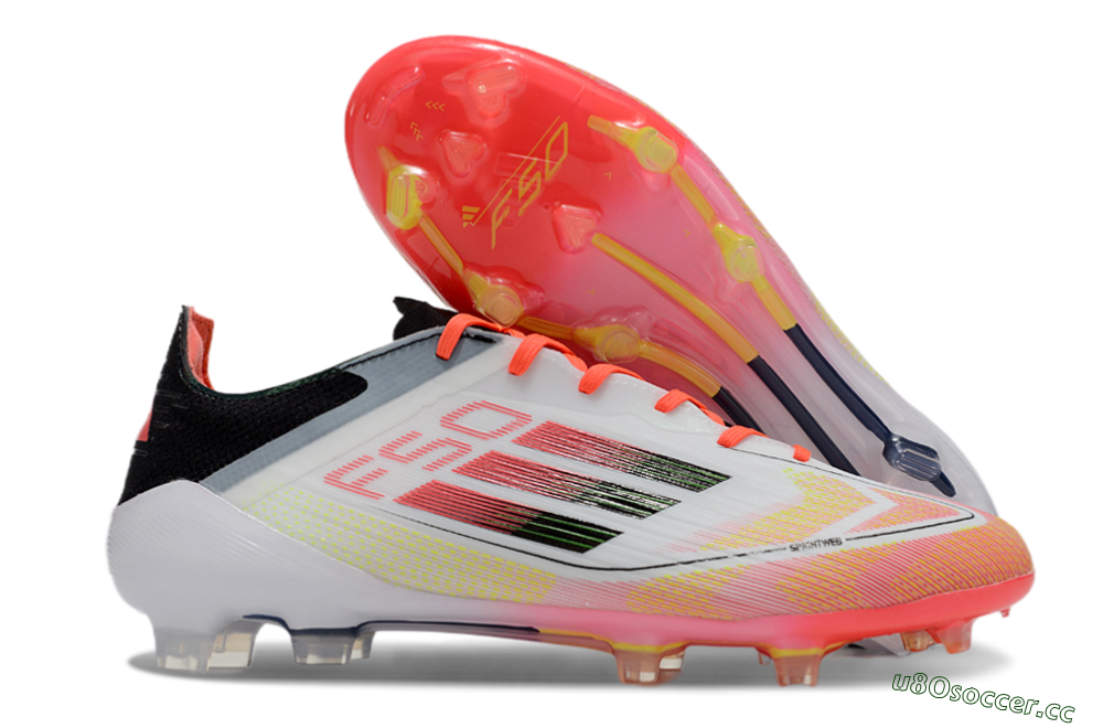 Men's Adidas F50 Elite FG Firm Ground Low-Tops Football Boots - White/Red/Yellow 2