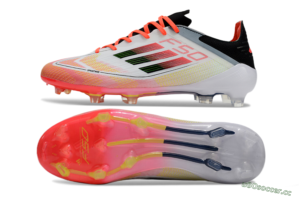 Men's Adidas F50 Elite FG Firm Ground Low-Tops Football Boots - White/Red/Yellow 1