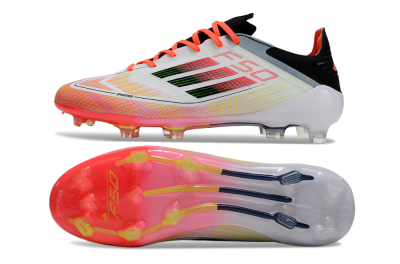 Men's Adidas F50 Elite FG Firm Ground Low-Tops Football Boots - White/Red/Yellow