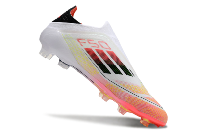 Men's Adidas F50 Elite Laceless FG Firm Ground Low-Tops Football Boots - White/Red/Yellow