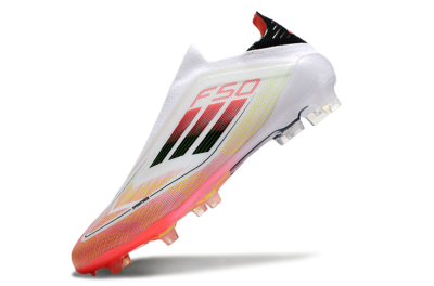 Men's Adidas F50 Elite Laceless FG Firm Ground Low-Tops Football Boots - White/Red/Yellow