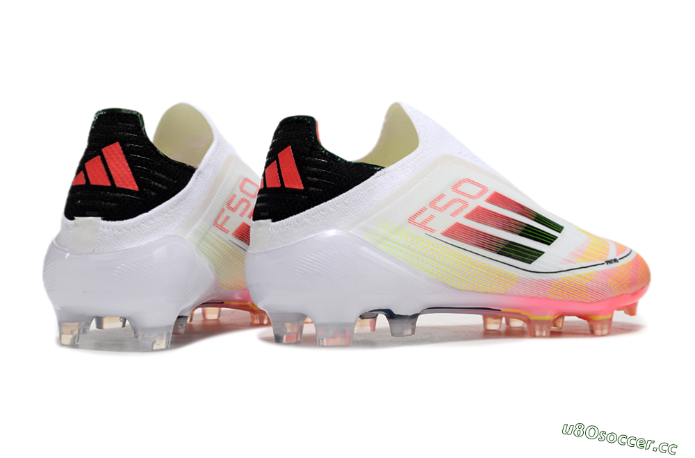 Men's Adidas F50 Elite Laceless FG Firm Ground Low-Tops Football Boots - White/Red/Yellow 6