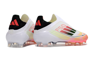 Men's Adidas F50 Elite Laceless FG Firm Ground Low-Tops Football Boots - White/Red/Yellow