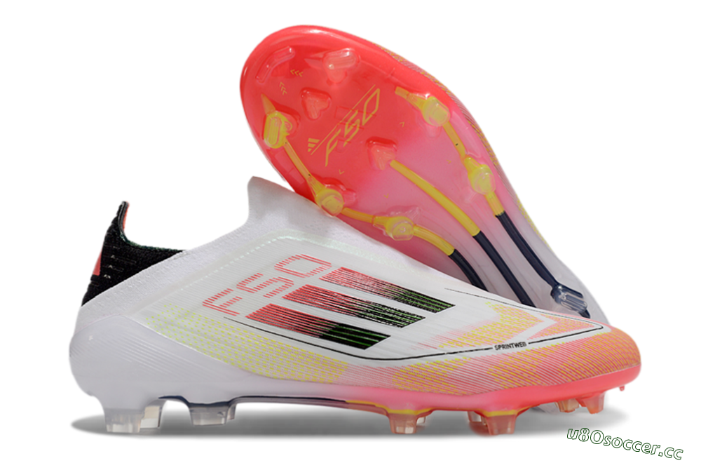 Men's Adidas F50 Elite Laceless FG Firm Ground Low-Tops Football Boots - White/Red/Yellow 2