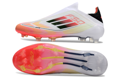Men's Adidas F50 Elite Laceless FG Firm Ground Low-Tops Football Boots - White/Red/Yellow