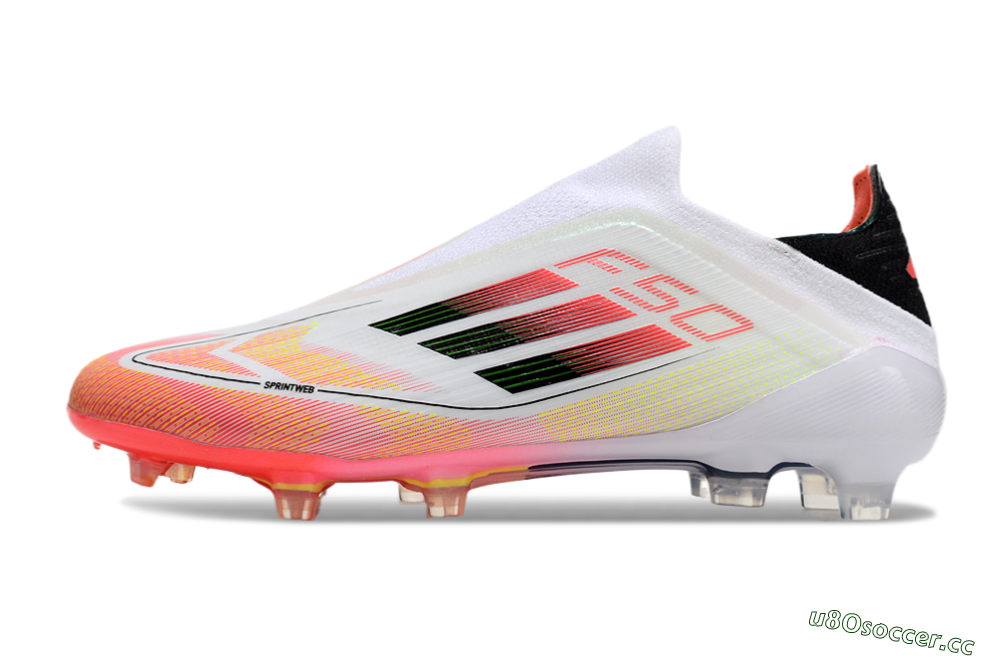 Men's Adidas F50 Elite Laceless FG Firm Ground Low-Tops Football Boots - White/Red/Yellow 0