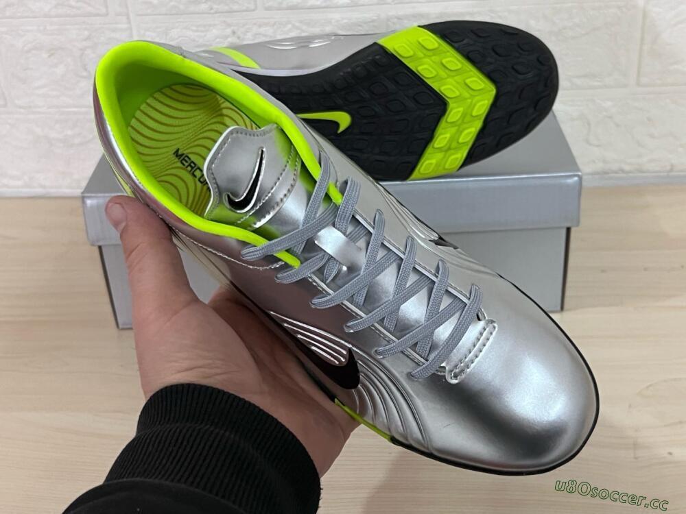 Unisex Nike Zoom Mercurial Vapor 1 Rgn SE TF Artificial Turf Low-Tops Football Shoes - Silver/Black/Yellow