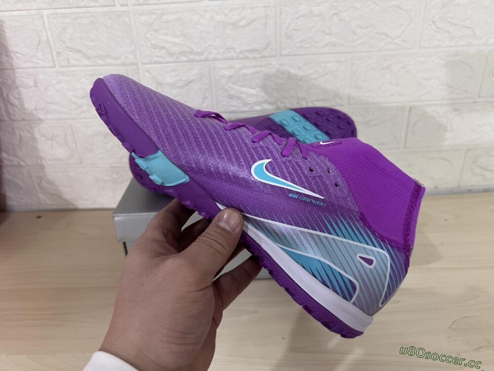 Unisex Nike Air Zoom Mercurial Superfly 10 Elite TF Artificial Turf High-Tops Football Shoes - Purple/Jade/White