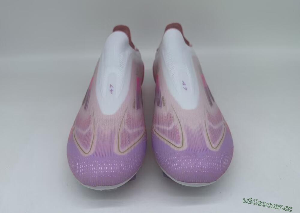 Men's Adidas F50 Elite Laceless FG Firm Ground Low-Tops Football Boots - White/Pink/Gold