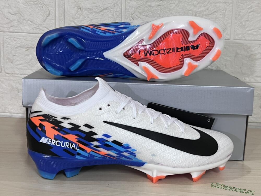 Unisex Nike Air Zoom Mercurial Vapor 16 Elite FG Firm Ground Low-Tops Football Boots - White/Black/Blue/Orange