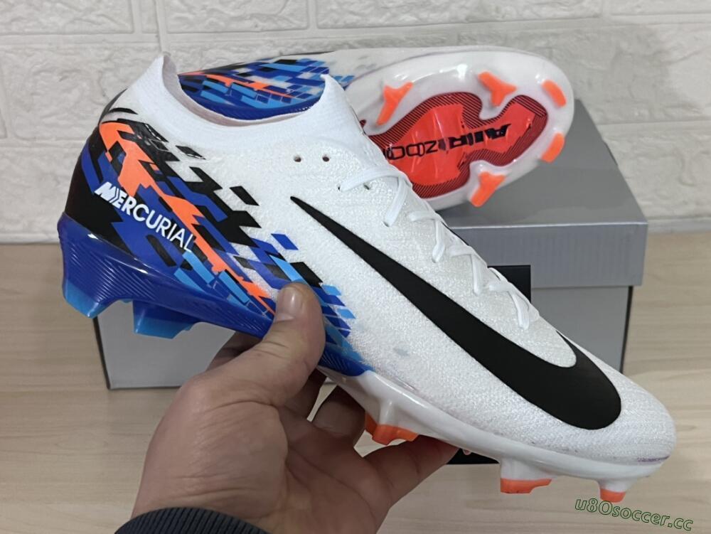 Unisex Nike Air Zoom Mercurial Vapor 16 Elite FG Firm Ground Low-Tops Football Boots - White/Black/Blue/Orange