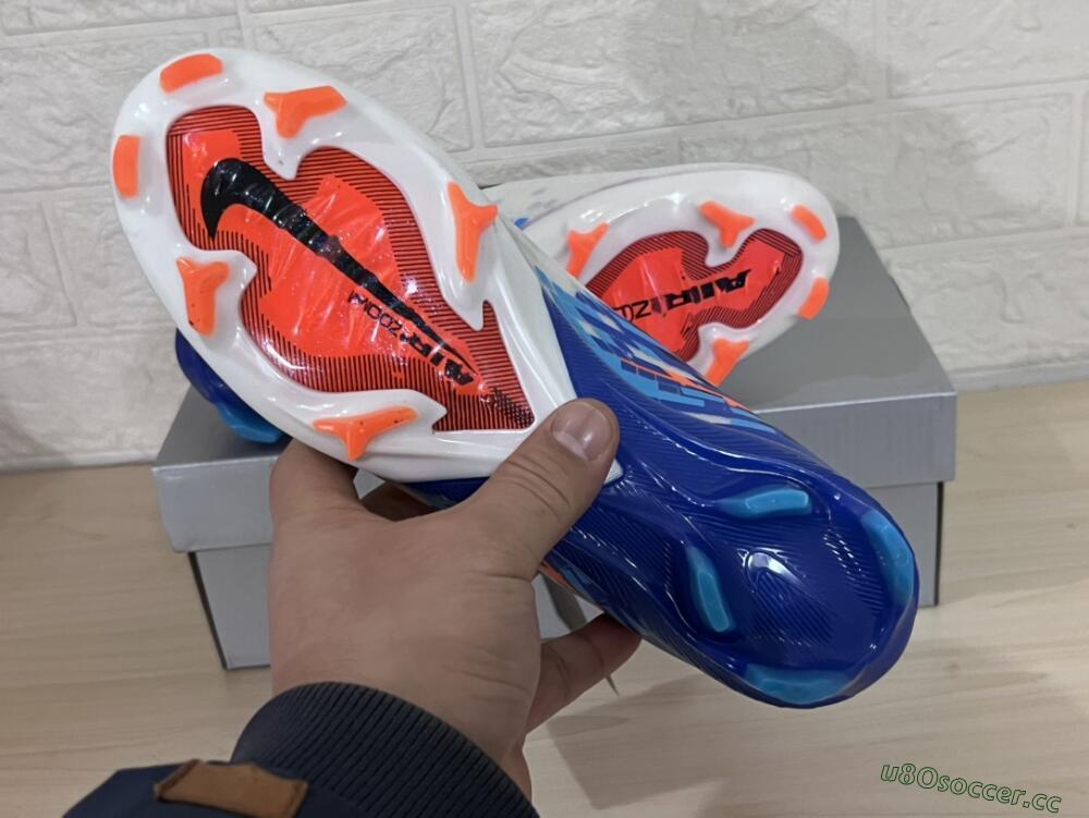 Unisex Nike Air Zoom Mercurial Vapor 16 Elite FG Firm Ground Low-Tops Football Boots - White/Black/Blue/Orange