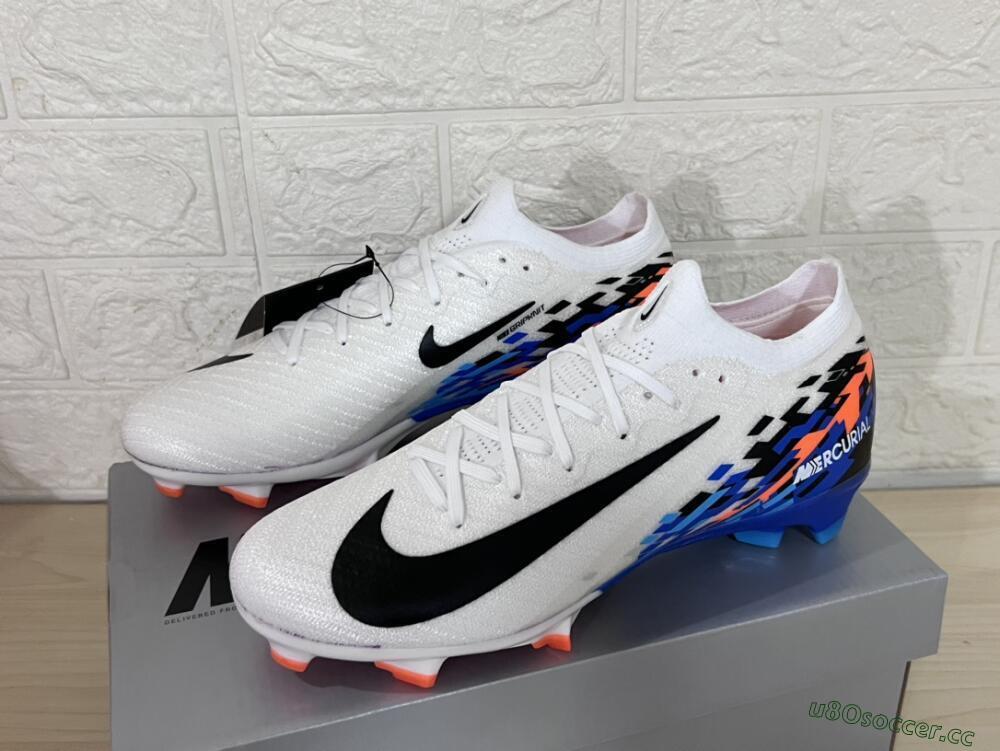 Unisex Nike Air Zoom Mercurial Vapor 16 Elite FG Firm Ground Low-Tops Football Boots - White/Black/Blue/Orange