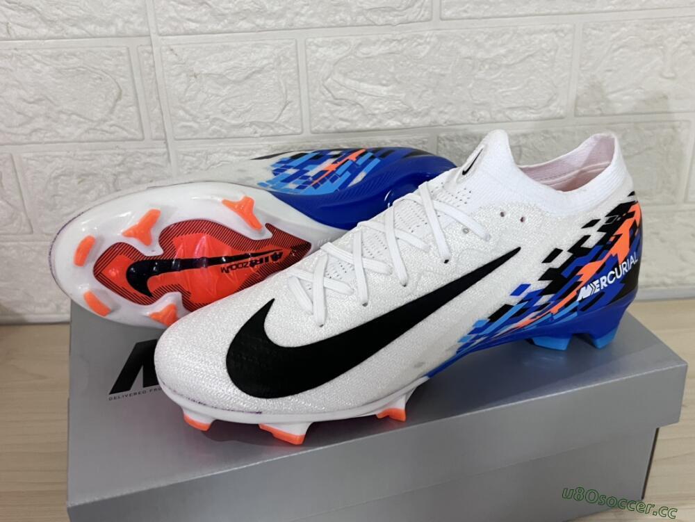 Unisex Nike Air Zoom Mercurial Vapor 16 Elite FG Firm Ground Low-Tops Football Boots - White/Black/Blue/Orange