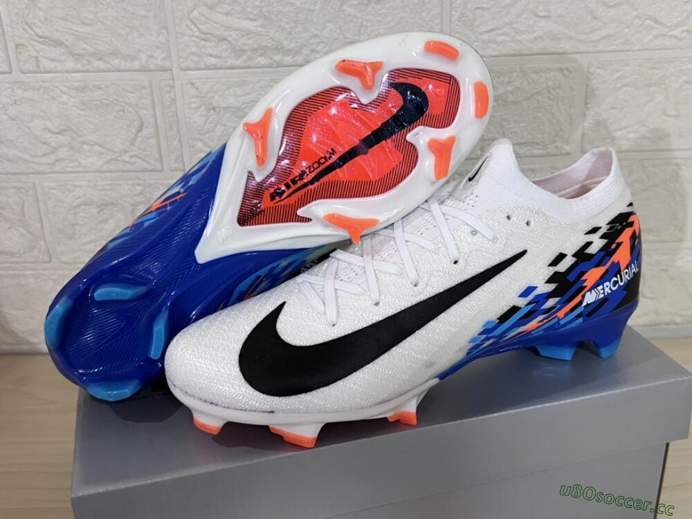Unisex Nike Air Zoom Mercurial Vapor 16 Elite FG Firm Ground Low-Tops Football Boots - White/Black/Blue/Orange