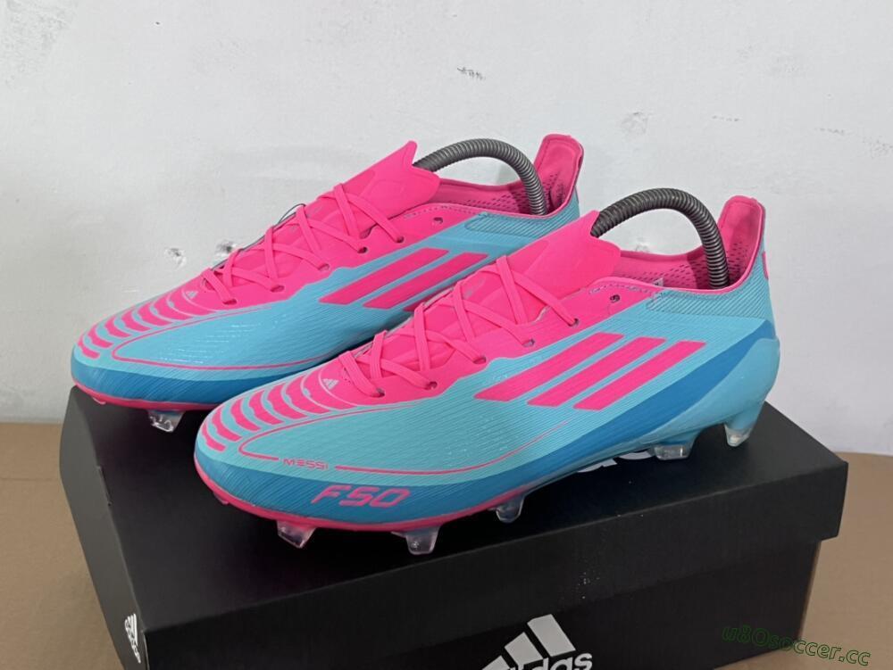 Unisex Adidas F50+ Elite FG Firm Ground Low-Tops Football Boots - Jade/Pink/White