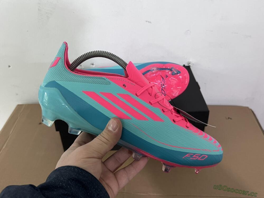Unisex Adidas F50+ Elite FG Firm Ground Low-Tops Football Boots - Jade/Pink/White