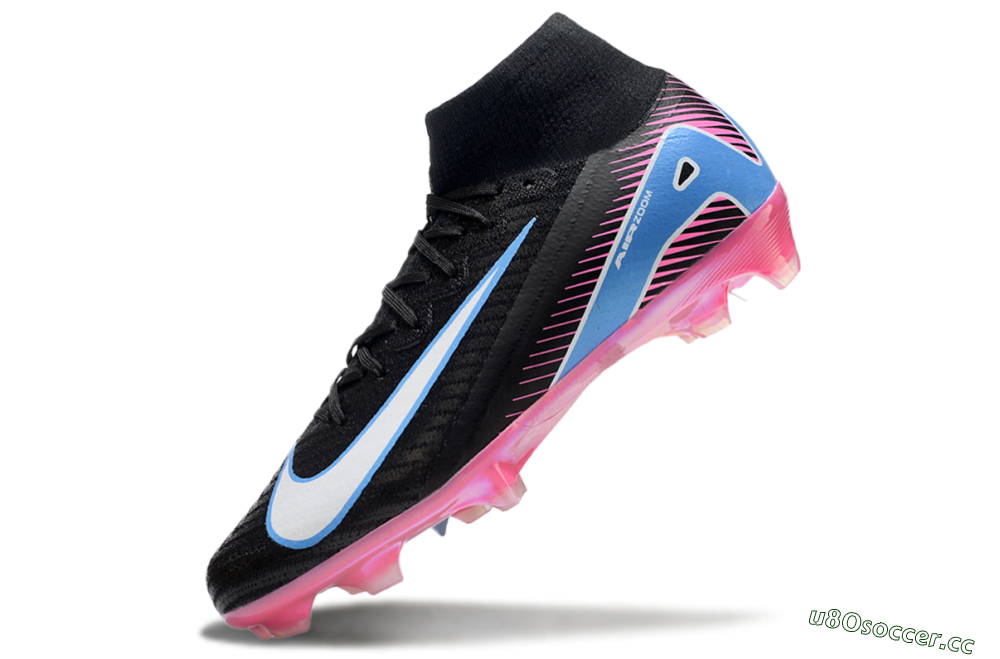 Men's Nike Air Zoom Mercurial Superfly 10 Elite FG Firm Ground High-Tops Football Boots - Black/White/Blue/Pink 5