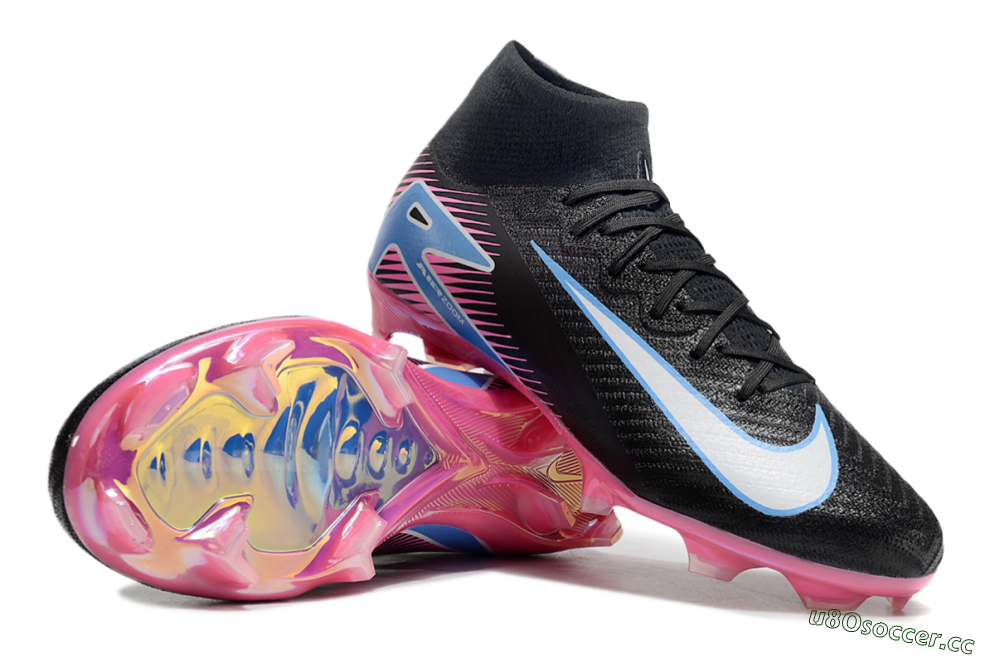 Men's Nike Air Zoom Mercurial Superfly 10 Elite FG Firm Ground High-Tops Football Boots - Black/White/Blue/Pink 1