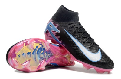 Men's Nike Air Zoom Mercurial Superfly 10 Elite FG Firm Ground High-Tops Football Boots - Black/White/Blue/Pink