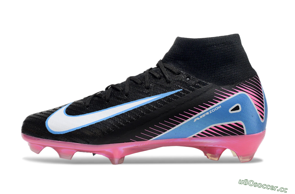 Men's Nike Air Zoom Mercurial Superfly 10 Elite FG Firm Ground High-Tops Football Boots - Black/White/Blue/Pink 0
