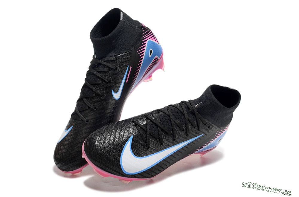 Men's Nike Air Zoom Mercurial Superfly 10 Elite FG Firm Ground High-Tops Football Boots - Black/White/Blue/Pink 3
