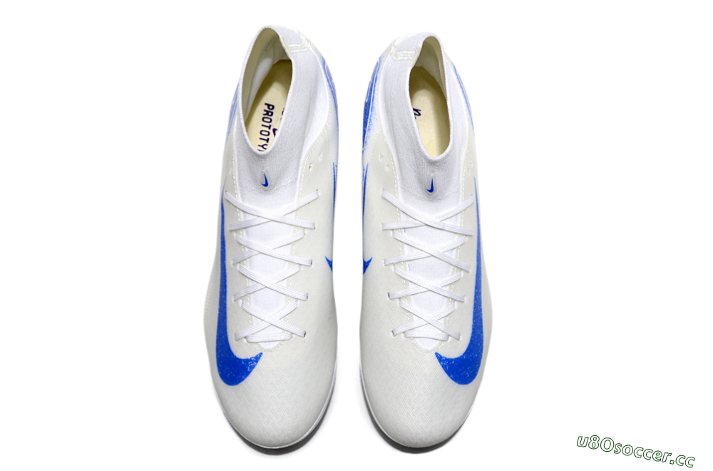 Unisex Nike Air Zoom Mercurial Superfly 10 Elite AG Artificial Grass High-Tops Football Boots - Beige/White/Blue 4