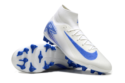 Unisex Nike Air Zoom Mercurial Superfly 10 Elite AG Artificial Grass High-Tops Football Boots - Beige/White/Blue