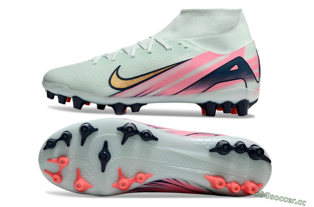 Unisex Nike Air Zoom Mercurial Superfly 10 Elite AG Artificial Grass High-Tops Football Boots - Jade/Gold/Pink 1