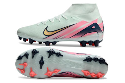 Unisex Nike Air Zoom Mercurial Superfly 10 Elite AG Artificial Grass High-Tops Football Boots - Jade/Gold/Pink