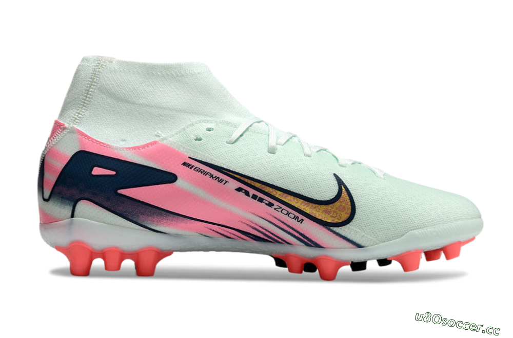 Unisex Nike Air Zoom Mercurial Superfly 10 Elite AG Artificial Grass High-Tops Football Boots - Jade/Gold/Pink 7