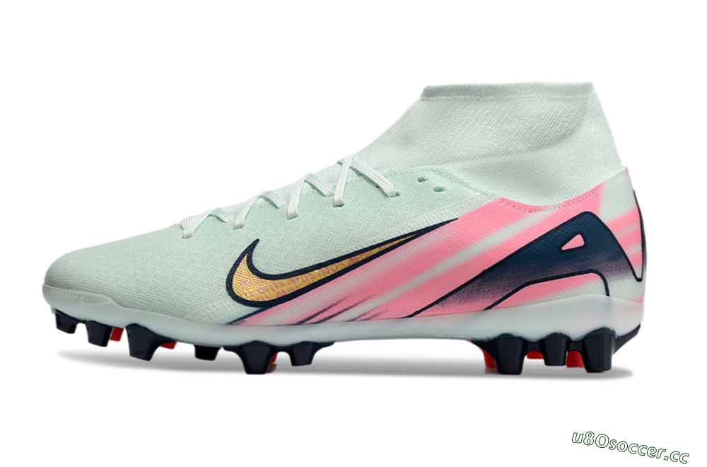 Unisex Nike Air Zoom Mercurial Superfly 10 Elite AG Artificial Grass High-Tops Football Boots - Jade/Gold/Pink 0