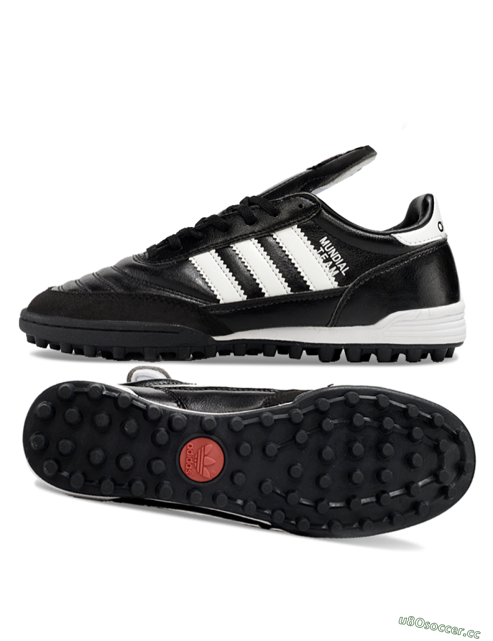 Men's Adidas Mundial Team Astro TF Artificial Turf Low-Tops Football Shoes - Black/White 1