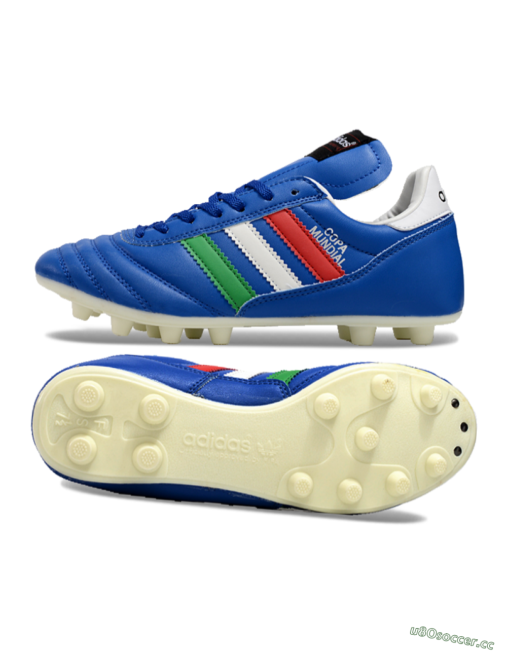 Men's Adidas Mundial Team Astro TF Artificial Turf Low-Tops Football Shoes - Blue/Green/Red 1