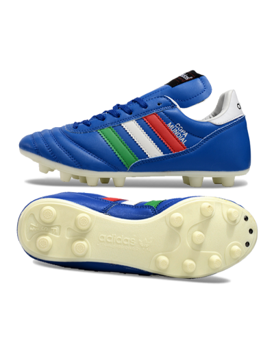 Men's Adidas Mundial Team Astro TF Artificial Turf Low-Tops Football Shoes - Blue/Green/Red